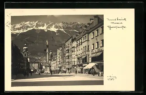 AK Innsbruck, Mariatheresienstrasse u. Nordkette