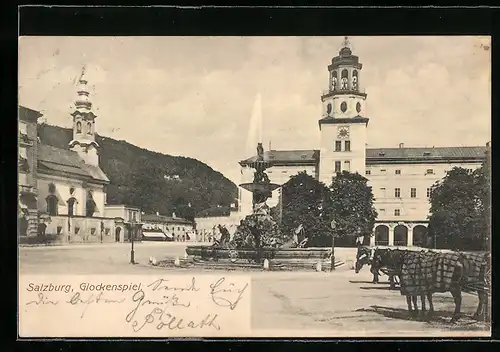 AK Salzburg, Residenzplatz mit Glockenspiel