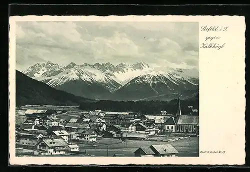 AK Seefeld, Dorf mit Blick auf den Kalkkögl