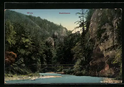 AK Weiz, Fluss u. Brücke am Raabklamm