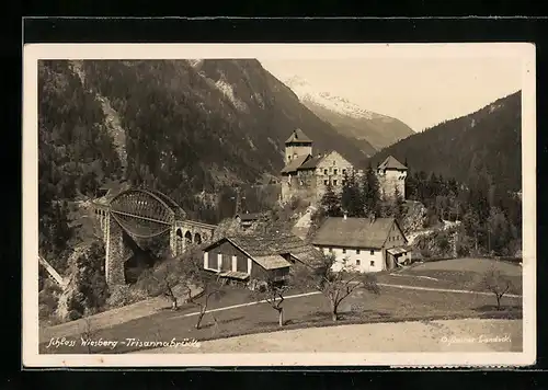 AK Schloss Wiesberg, Panorama mit Trisannabrücke