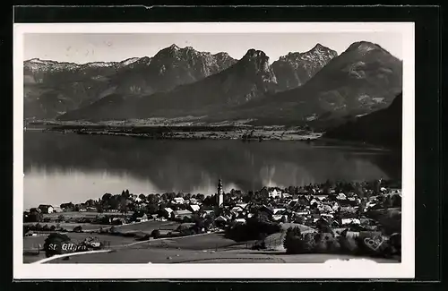 AK St. Gilgen, Amber- u. Wolfgangsee mit Rettenkogel, Sparber u. Pleckwand