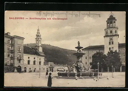 AK Salzburg, Residenzplatz mit Glockenspiel