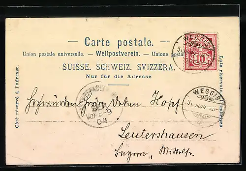 AK Weggis, Teilansicht mit Kirche u. See