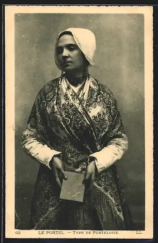 AK Le Portel, Type de Porteloise, Frau in Tracht, Nord-Pas-de-Calais