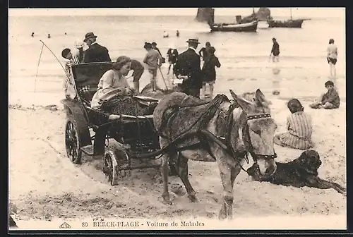 AK Berck-Plage, Voiture de Malades, Eselgespann