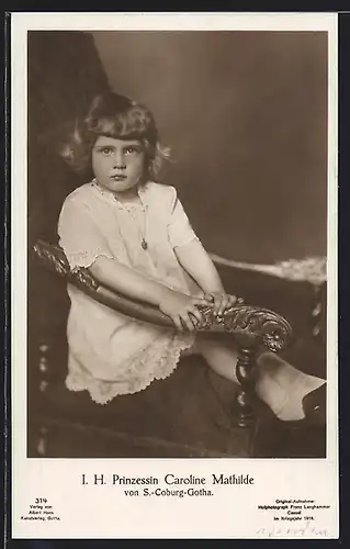 AK I.H. Prinzessin Caroline Mathilde von Sachsen-Coburg-Gotha im weissen Kleidchen