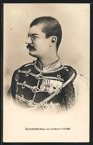 AK König Alexander I. von Serbien, Halbportrait in Uniform