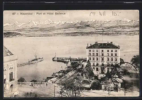 AK Neuchatel, Port et Hotel Bellevue