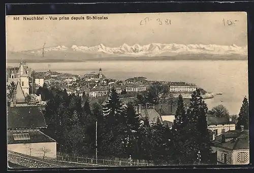 AK Neuchâtel, Vue prise depuis St-Nicolas