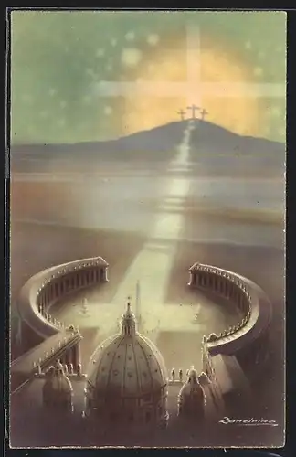 AK Kirche mit Blick auf Gräber, Annus sanctus 1950