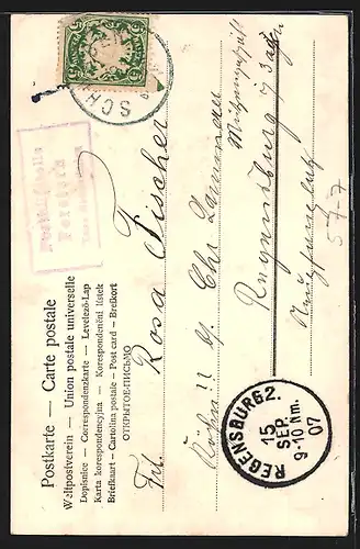 AK Die Blumensprache, Liebespaar sitzt unter einem Baum