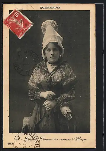 AK Alencon /Normandie, Frau in Tracht mit Haube