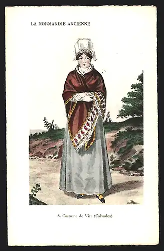 Künstler-AK Vire /Normandie, Frau in Tracht mit Haube