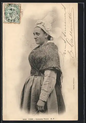 AK Vire /Normandie, Frau in Tracht mit Haube