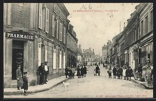 AK Le Merlerault, Grande-Rue, Strassenpartie