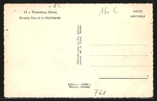 AK Tinchebray, Grande Rue et la Miséricorde