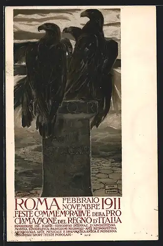 Künstler-AK Rome, Fêtes Commemoratives de la Proclamation du Royaume d`Italie 1911, Krönung des Königs