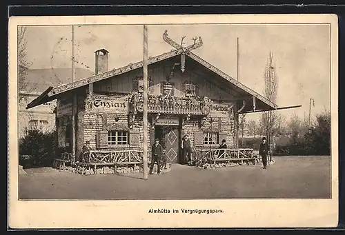 AK Leipzig, Internationale Baufachausstellung 1913, Almhütte im Vergnügungspark