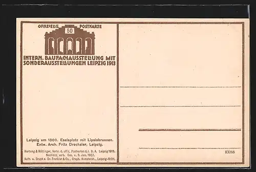 AK Leipzig, Internationale Bauchfachausstellung 1913 - Eselsplatz um 1800