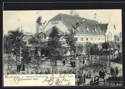 AK Düsseldorf, Gewerbe- und Industrie-Ausstellung 1902, Blick auf die Festhalle