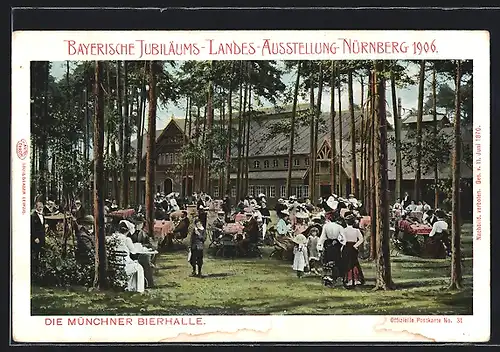 AK Nürnberg, Bayerische Jubiläums-Landes-Ausstellung 1906, Gasthaus Münchner Bierhalle