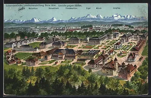 AK Bern, Schweizerische Landesausstellung 1914, Ansicht gegen Süden