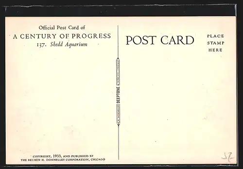 AK Chicago, Ausstellung A Century Of Progress 1933, Shedd Aquarium