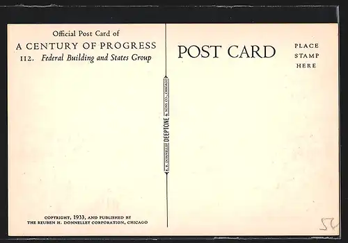 AK Chicago, Ausstellung A Century Of Progress 1933, Federal Building and States Group