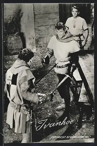 AK Filmszene aus Ivanhoe, Duell