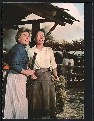 AK Karl May Film Der Schatz im Silbersee, Schauspielerinnen Karin Dor und Marianne Hoppe