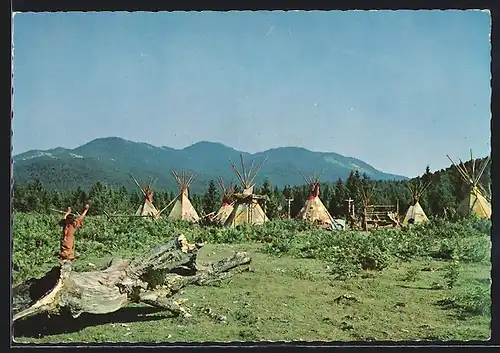 AK Filmszene aus Der Schatz im Silbersee von Karl May, Old Shatterhand im Dorf der Utahs