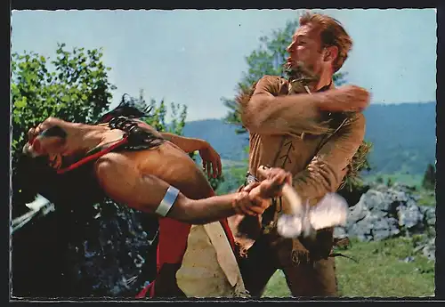 AK Schauspieler Lex Barker als Old Shatterhand, Szene aus Winnetou, I. Teil