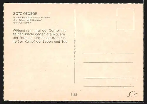 AK Filmszene aus Der Schatz im Silbersee, Fred mit Revolver