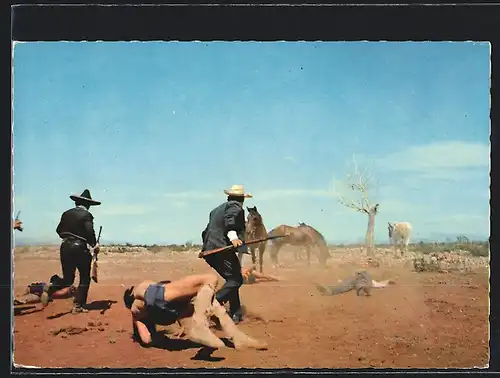 AK Winnetou, I. Teil, Santer und einer seiner Kumpanen können sich ins Gebirge retten