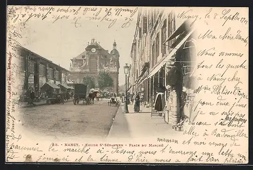 AK Nancy, Eglise St-Sébastien, Place du Marché