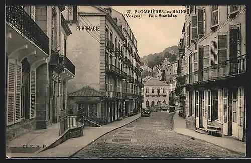 AK Plombières-les-Bains, Rue Stanislas, Strassenpartie