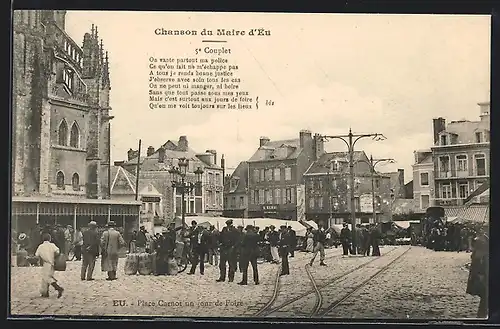 AK Eu, Place Carnot un jour de Foire