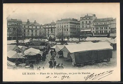 AK Le Mans, Place de la République un jour de Marché