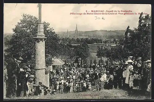 AK Marciac, Lundi de la Pentecôte, Pélerinage de Notre-Dame-de-la-Croix et Vue générale