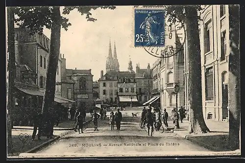 AK Moulins, Avenue Nationale et Place du Théâtre