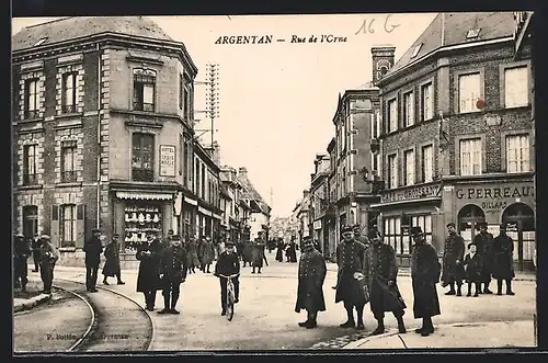 AK Argentan, Rue de l`Orne, Strassenpartie
