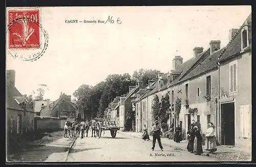 AK Cagny, Grande Rue, Strassenpartie