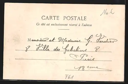 AK Laigle, Rue de Bécane, Strassenpartie mit Geschäften