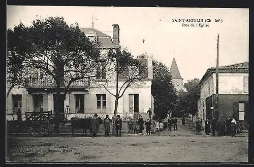 AK Saint-Aigulin, Rue de l`Eglise, Strassenpartie