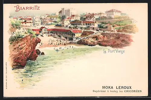 Lithographie Biarritz, Le Port Vieux
