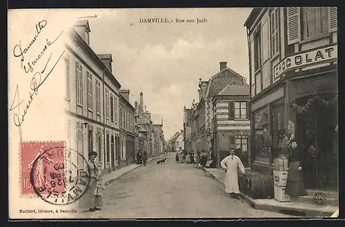 AK Damville, Rue aux Juifs, Strassenpartie