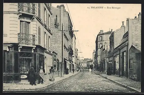 AK Malakoff, Rue Béranger, Strassenpartie