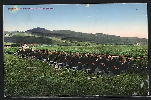 AK Infanterie in verdecktem Schützengraben