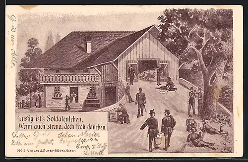 AK Schweizer Soldaten in Uniform am Haus